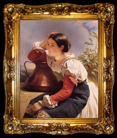 framed  Franz Xaver Winterhalter Young Italian Girl by the Well, ta009-2